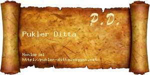 Pukler Ditta névjegykártya